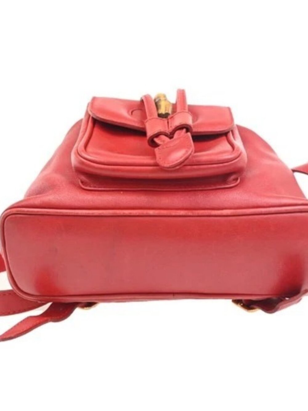 GUCCI Logo Bamboo Drawstring Mini Backpack Bag Leather Red GHW Italy 62ZA194 - Picture 6 of 16